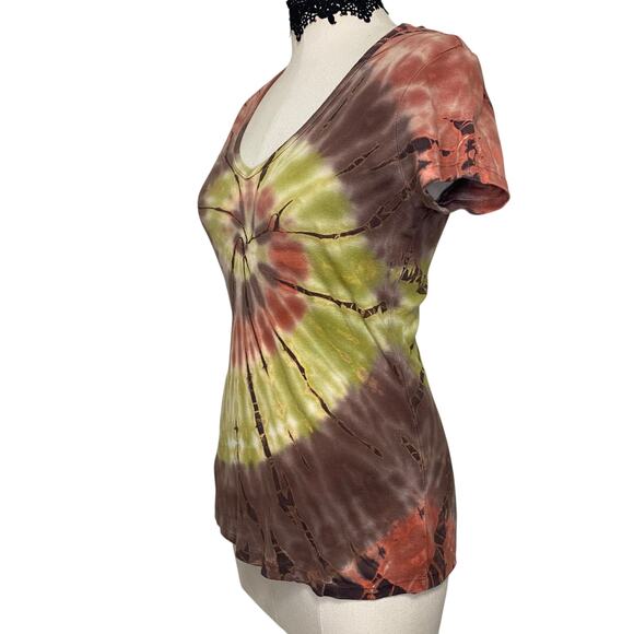 VTG Y2k 90's TRYST Cute Tie Die Green/Brown/Pink Top - Picture 4 of 9